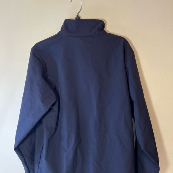 Navy Blue Puffer Coat with Quilted Texture and Stand-Up Collar - Picture 4 of 7